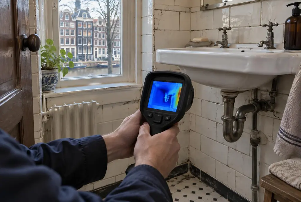Lekdetectie Wijk bij Duurstede – badkamer met oude leidingen achter de tegels