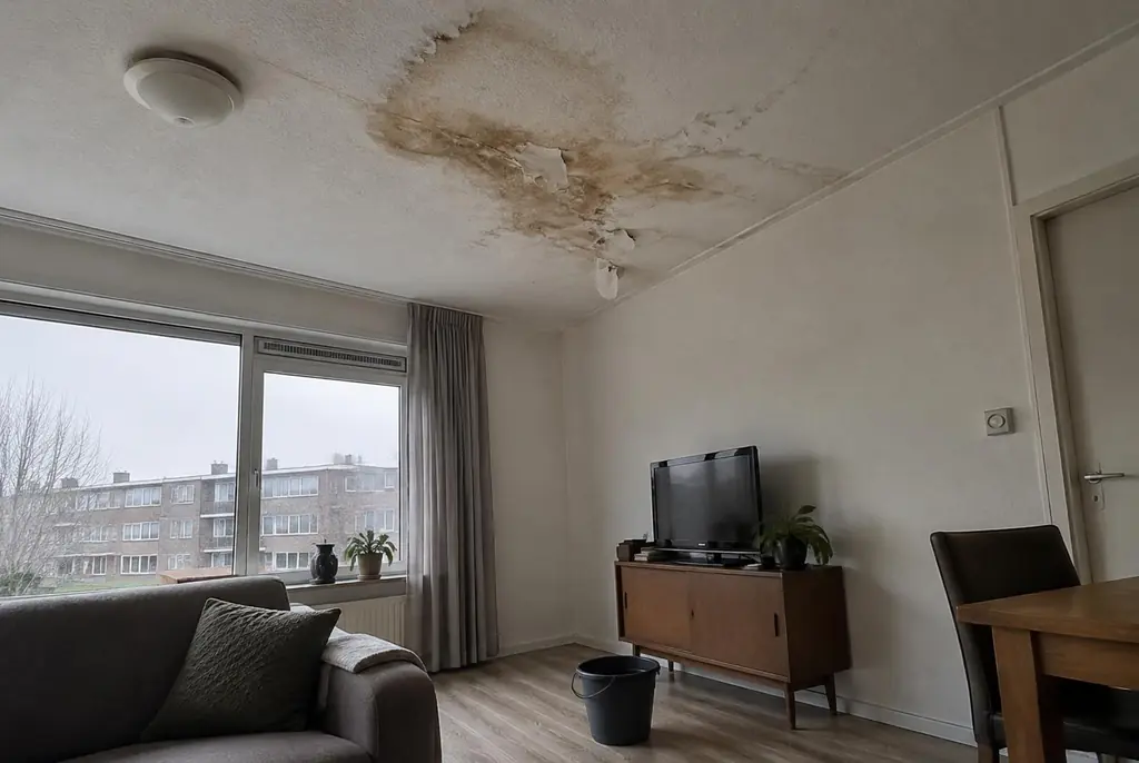 Lekdetectie Wijk bij Duurstede – vochtplek op het plafond onder een badkamer